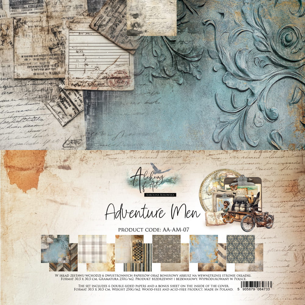 PREORDINE: Alchemy of Art paper pack 12x12 inches Adventure Men