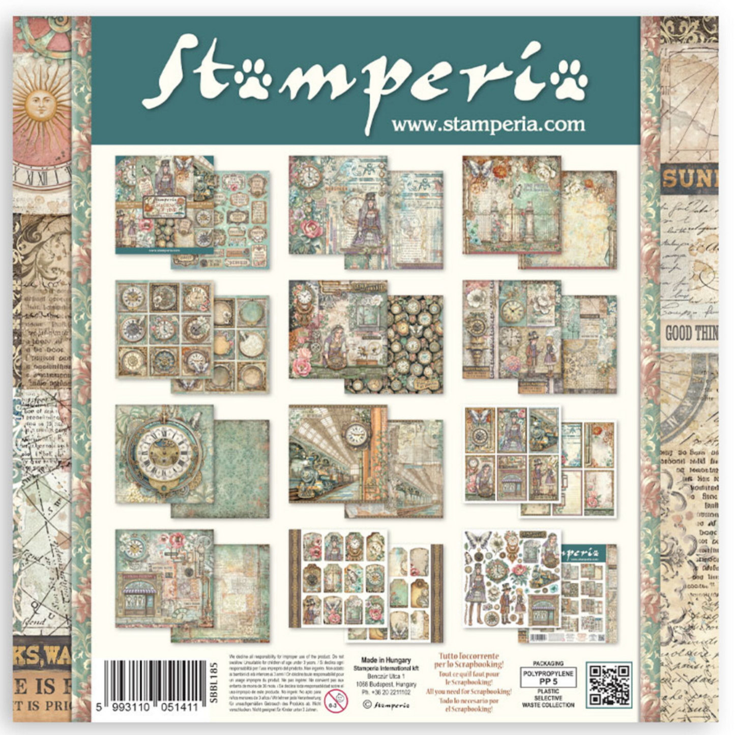 Stamperia: Gardens of Time 12x12 Inch Paper Pack