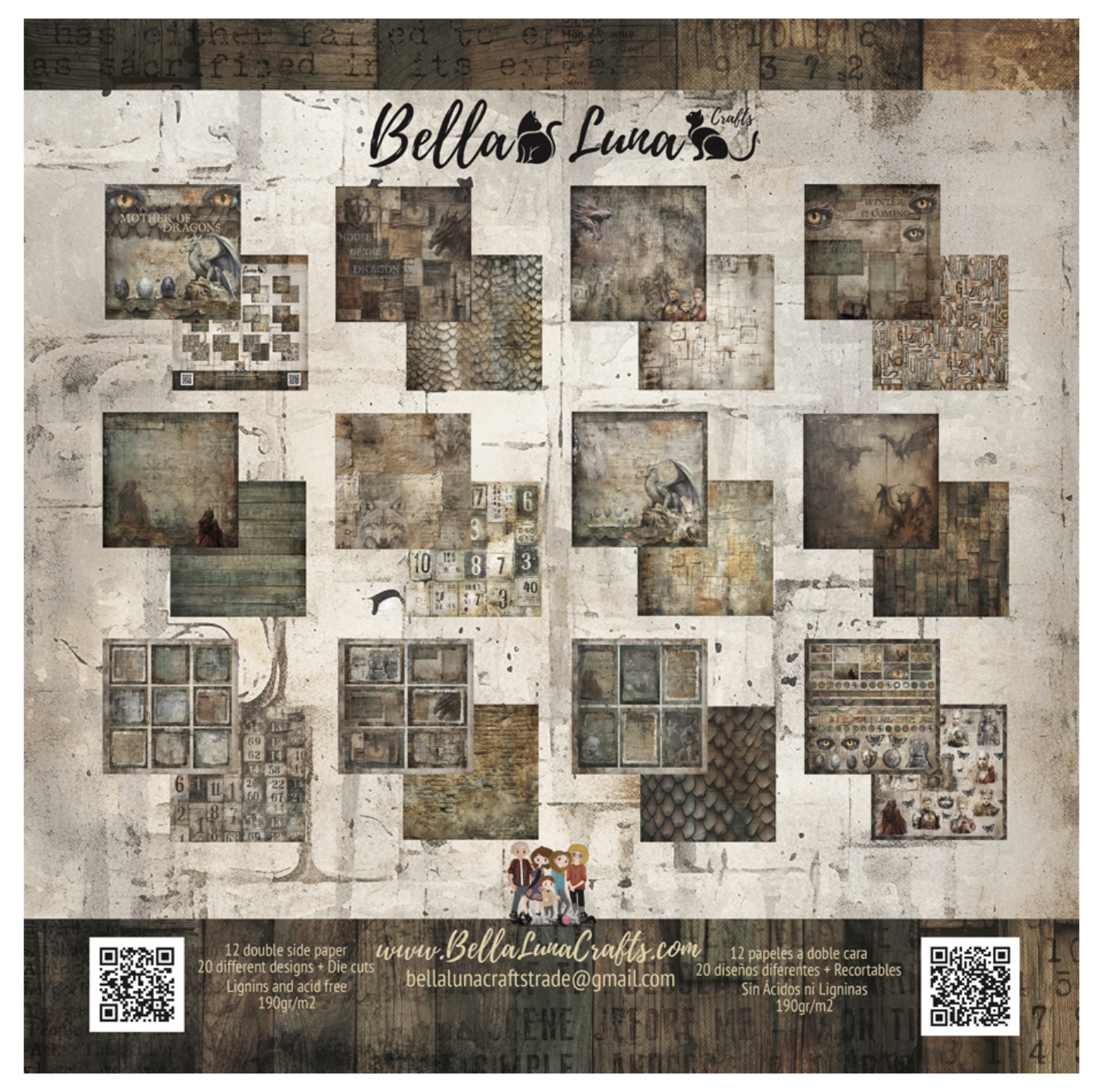 BellaLuna Crafts: Mother of Dragons 12x12 Inch paper pack