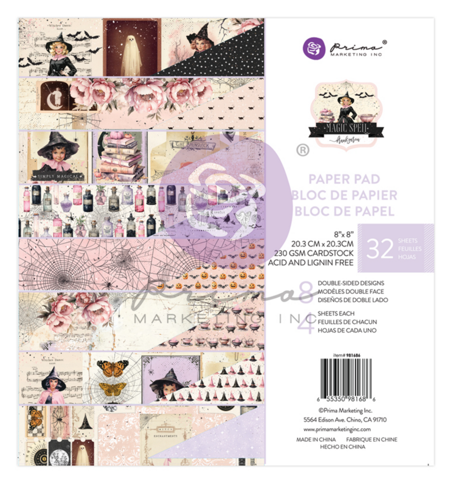 Prima Marketing: Magic Spell Collection Paper Pad – 8×8 inches