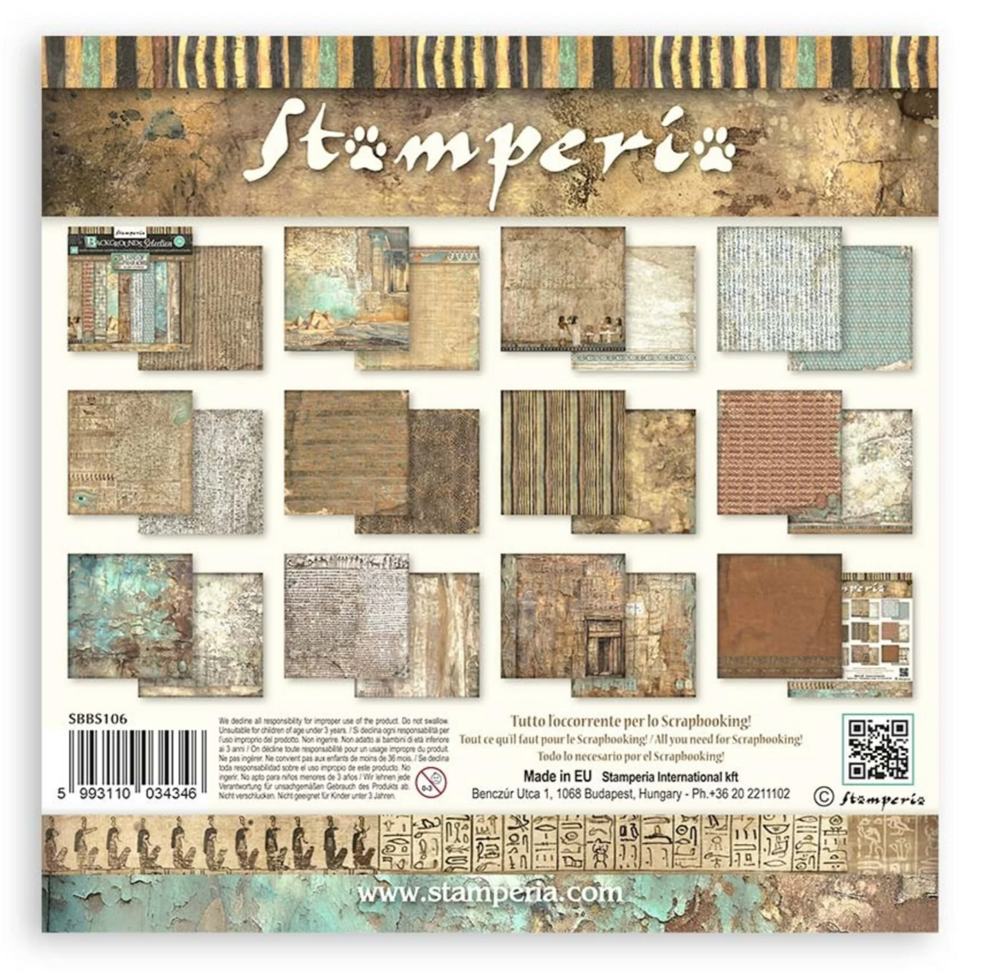 Stamperia: Land of Pharaohs Maxi Background 8x8 Inch Paper Pack