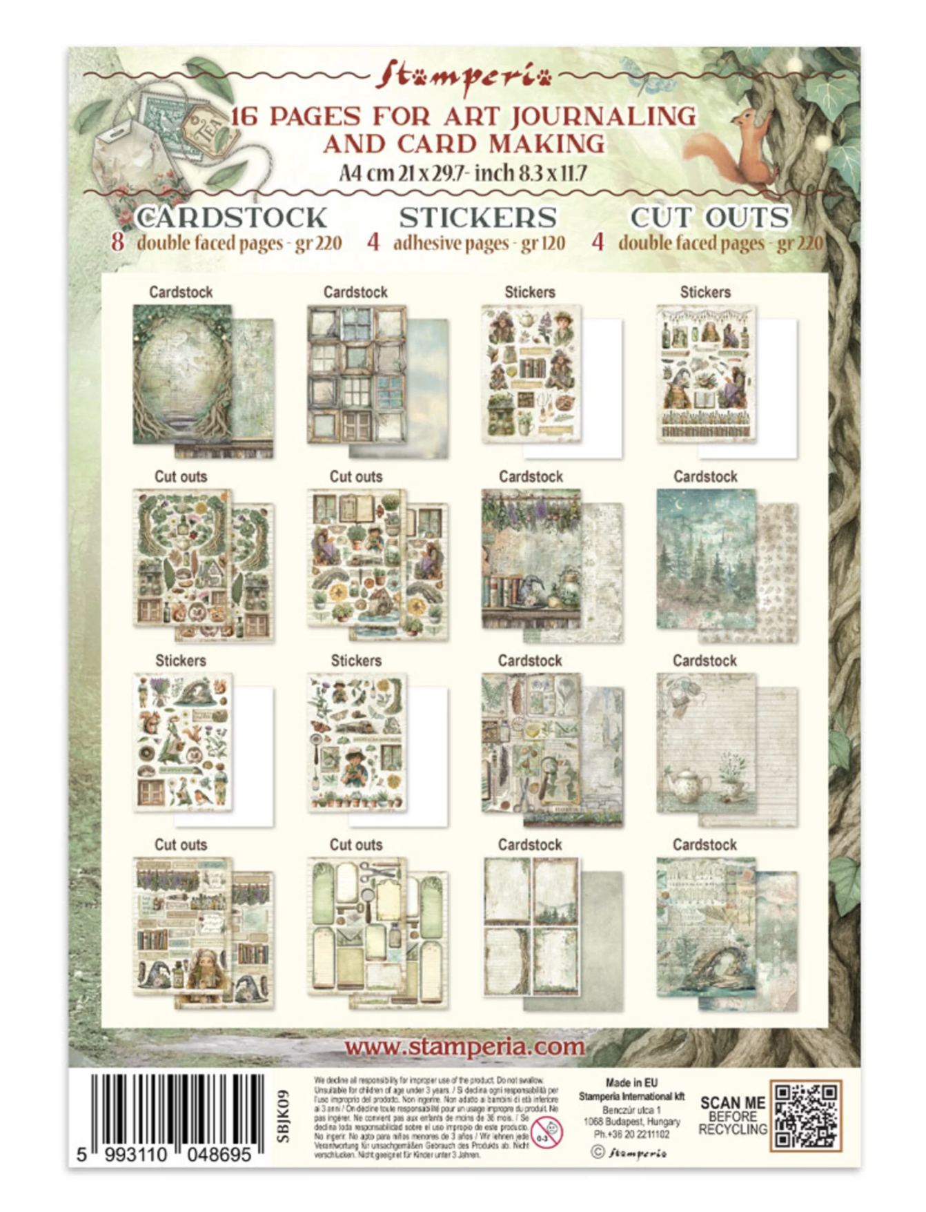 Stamperia: Herbarium Silvae Junk Journal Stickers, Backgrounds, Cut-Outs