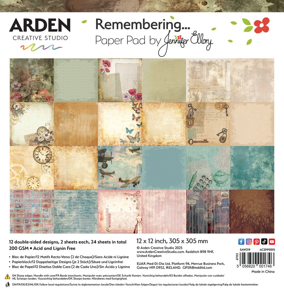 PREORDINE: Arden Creative Studio Remembering... 8x8 Inch Paper Pad