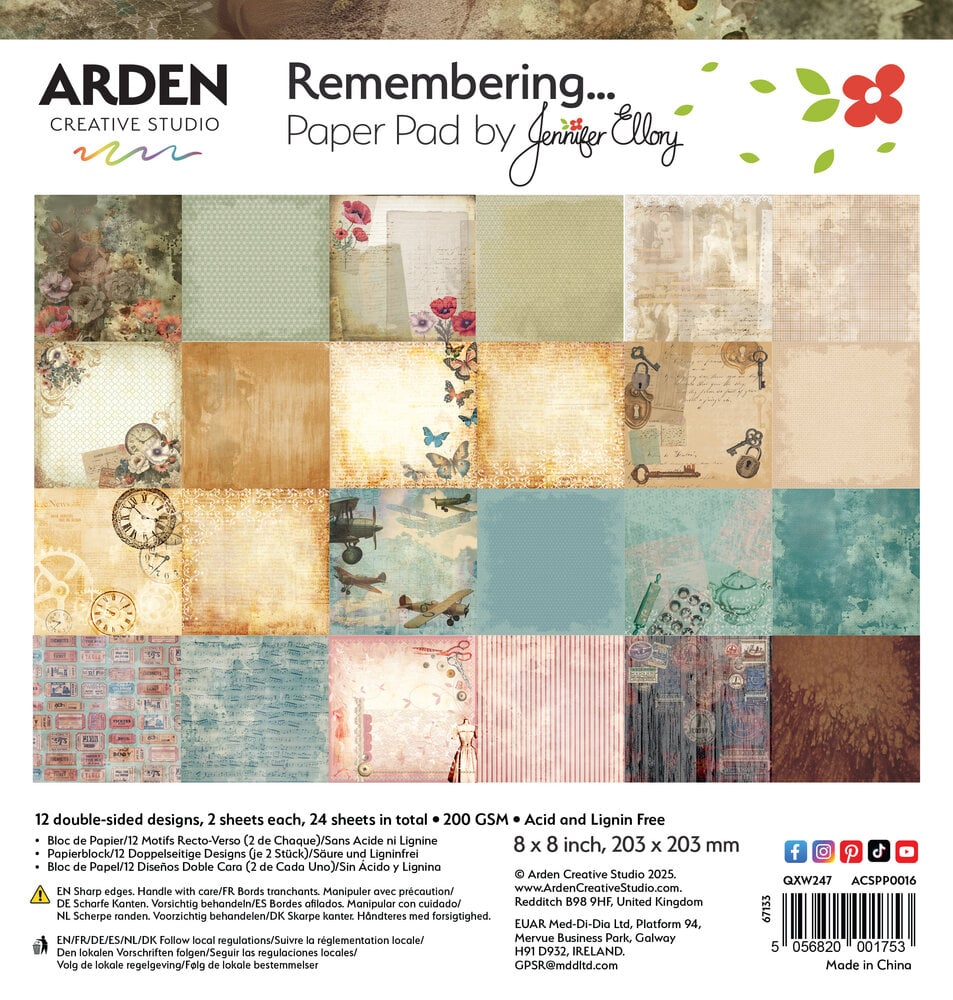 PREORDINE: Arden Creative Studio Remembering... 12x12 Inch Paper Pad
