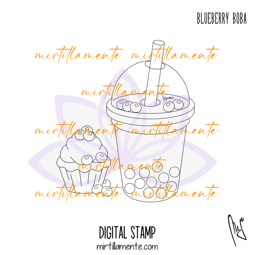 Eat & Drink: BLUEBERRY BOBA - digital stamp