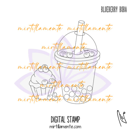 Eat & Drink: BLUEBERRY BOBA - digital stamp