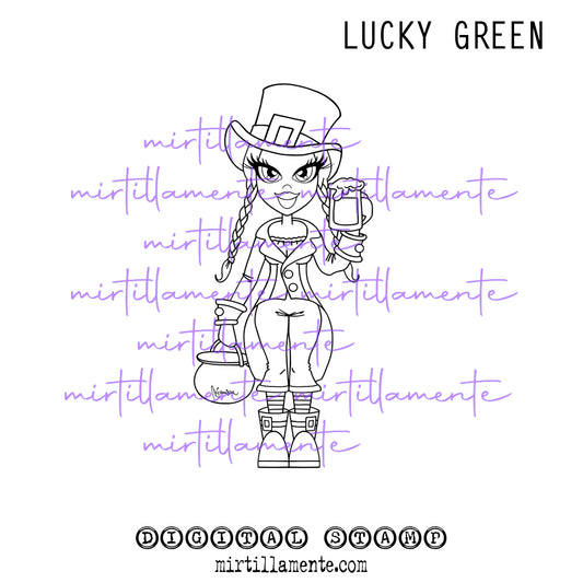 Le Pine: DORA LUCKY GREEN - digital stamp