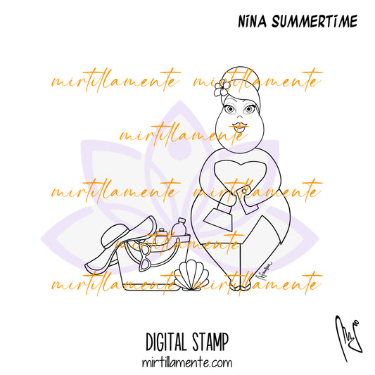 Le Gine: NINA SUMMERTIME - digital stamp
