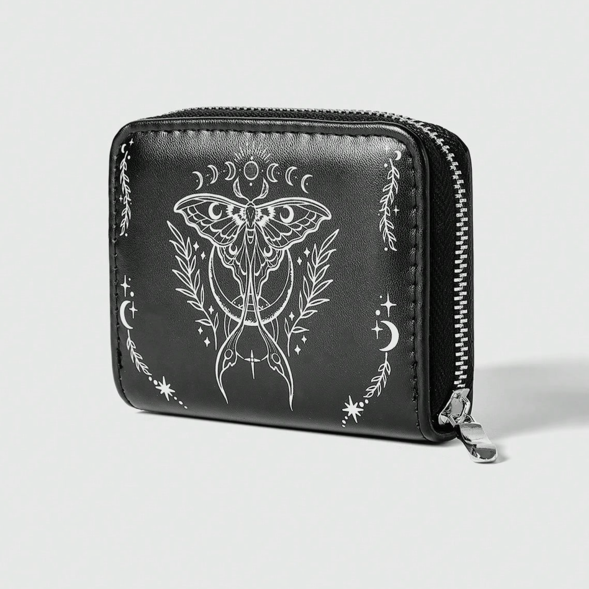 Portafogli portamonete zip - white moth moon phases
