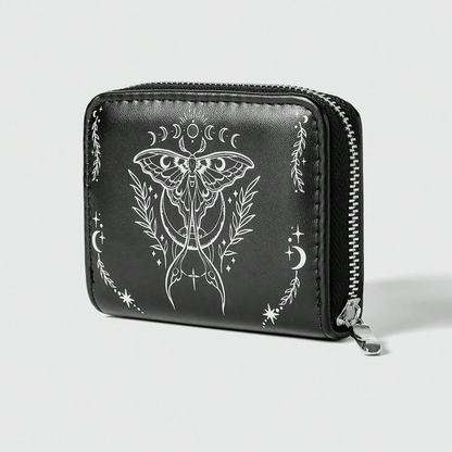 Portafogli portamonete zip - white moth moon phases