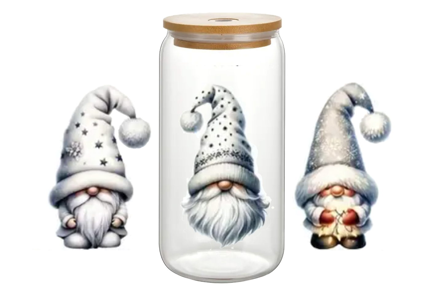 Bicchiere in vetro con tappo in legno 450 ml - GNOMES no.2