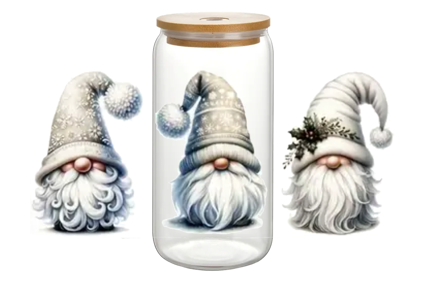 Bicchiere in vetro con tappo in legno 450 ml - GNOMES no.3