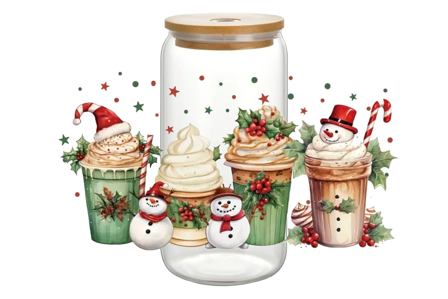 Bicchiere in vetro con tappo in legno 500 ml - XMAS CUPS -