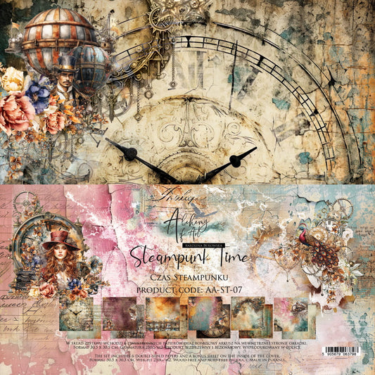 PREORDINE: Alchemy of Art paper pack 12x12 inches Steampunk Time