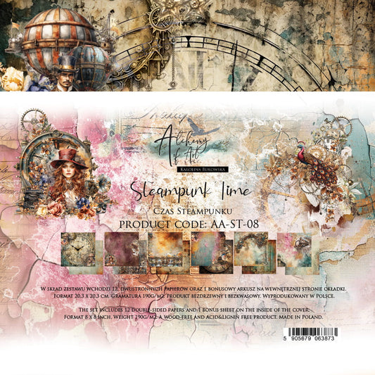 PREORDINE: Alchemy of Art paper pack 8x8 inches Steampunk Time