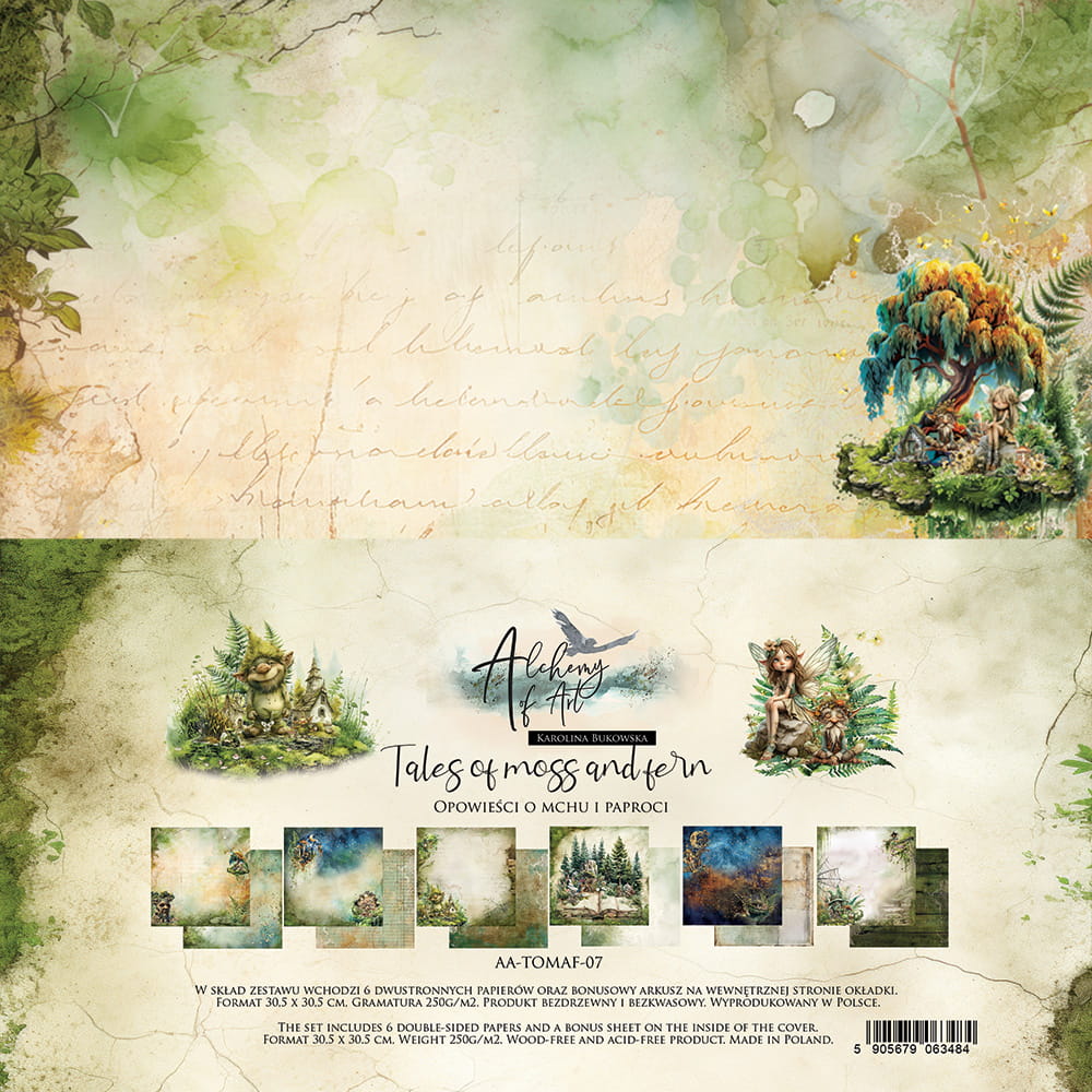 PREORDINE: Alchemy of Art paper pack 12x12 inches Tales of moss and fern
