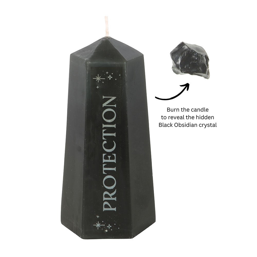 Candela Crystal Black Obsidian - Protezione