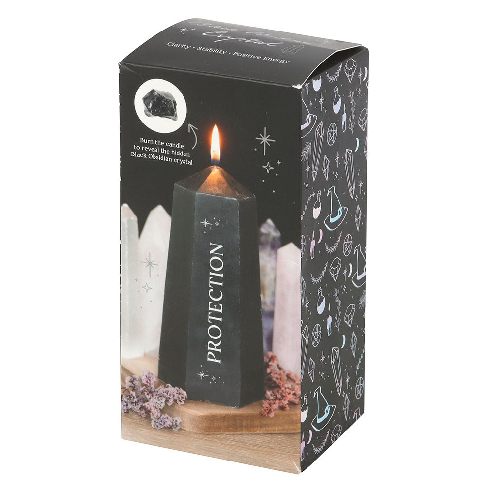 Candela Crystal Black Obsidian - Protezione