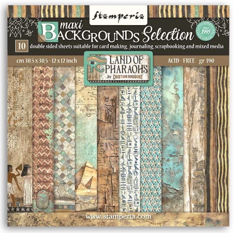 PREORDINE: Stamperia - Fortune collection Land of Pharaohs Maxi Background 12x12 Inch Paper Pack