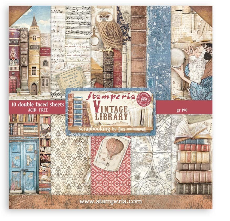 PREORDINE: Stamperia - Vintage Library 8x8 Inch Paper Pack