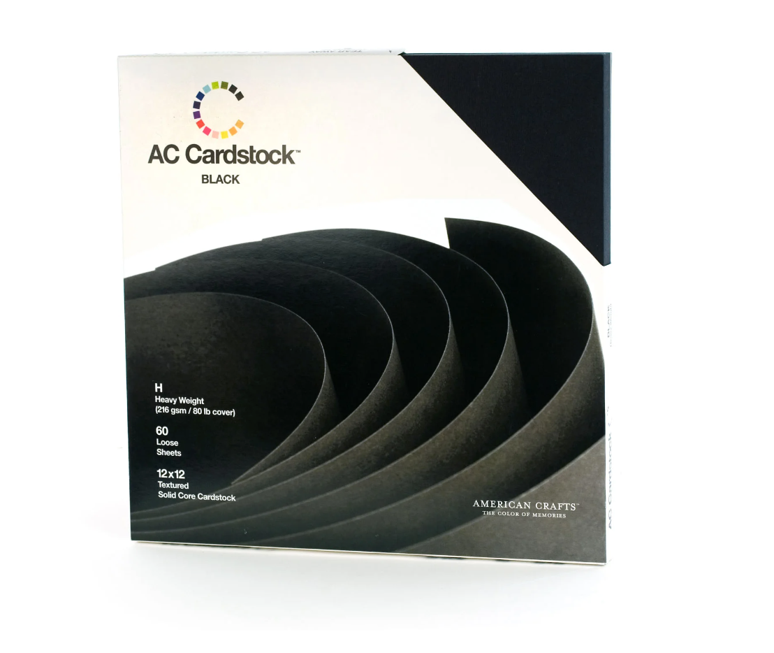 PREORDINE: AmericanCraft: cardstock 12x12 inches 216g x60 pcs BLACK