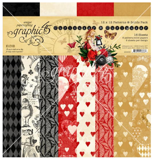 PREORDINE: Graphic45 Curiouser & Curiouser 12x12 Inch Patterns & Solids Pack