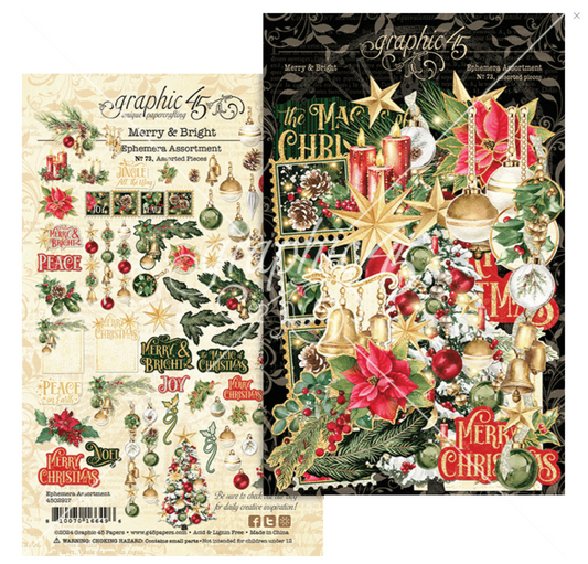 PREORDINE: Graphic45 - Merry & Bright Ephemera Assortment