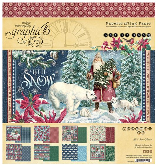 PREORDINE: Graphic45 Let it Snow 8x8 Inch Paper Pad