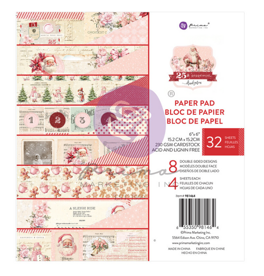 PREORDINE: Prima Marketing 25 & Peppermint 6x6 Inch Paper Pad