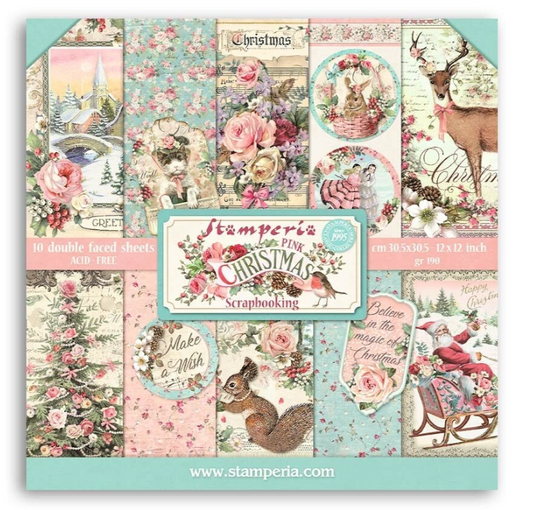 PREORDINE: Stamperia Pink Christmas 12x12 Inch Paper Pack