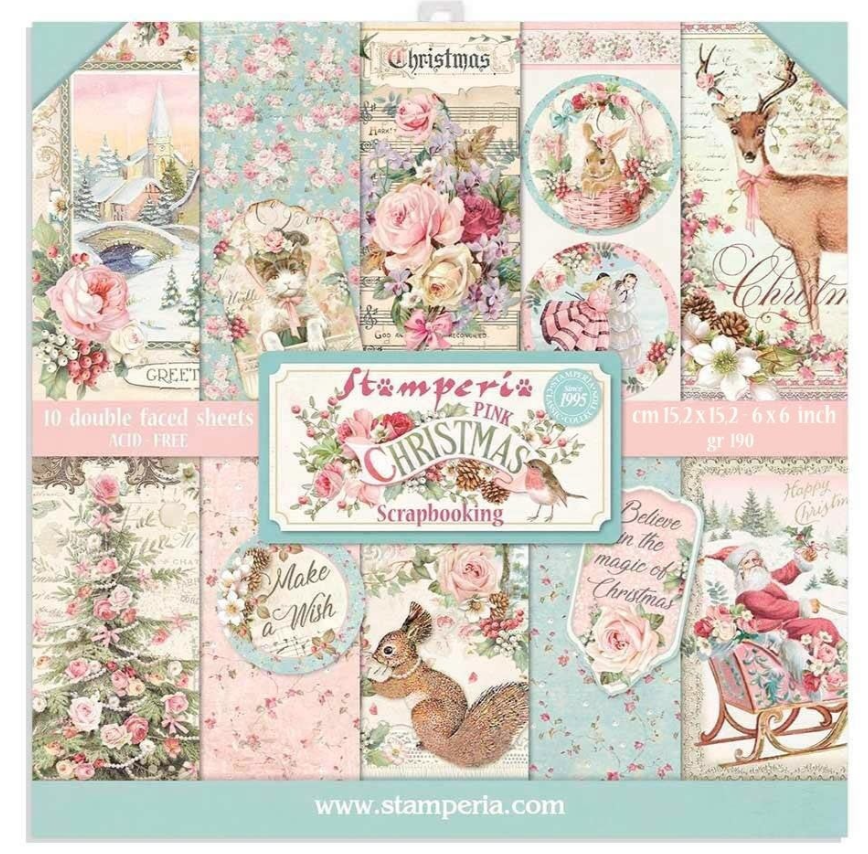 PREORDINE: Stamperia Pink Christmas 6x6 Inch Paper Pack