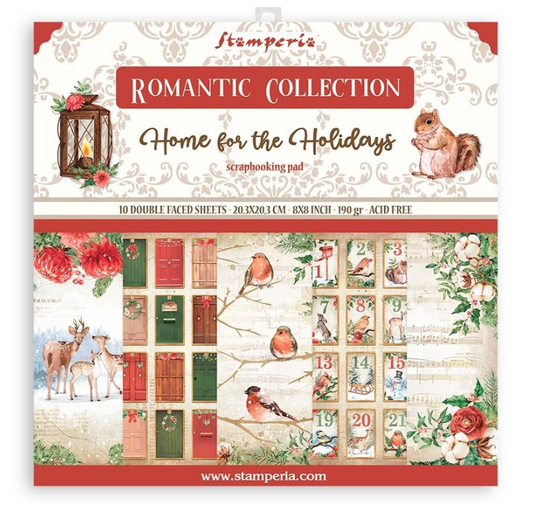 PREORDINE: Stamperia Romantic Home for the Holidays 8x8 Inch Paper Pack