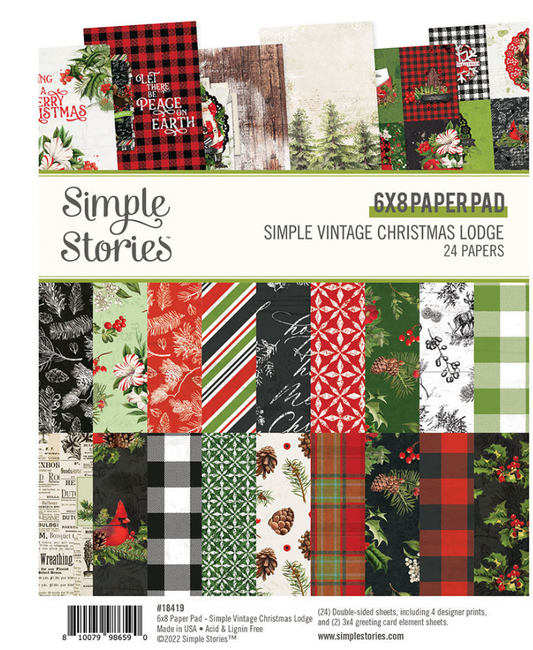 PREORDINE: Simple Stories Simple Vintage Christmas Lodge 6x8 Inch Paper Pad