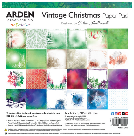 PREORDINE: Arden Creative Studio Vintage Christmas 12x12 Inch Paper Pad 