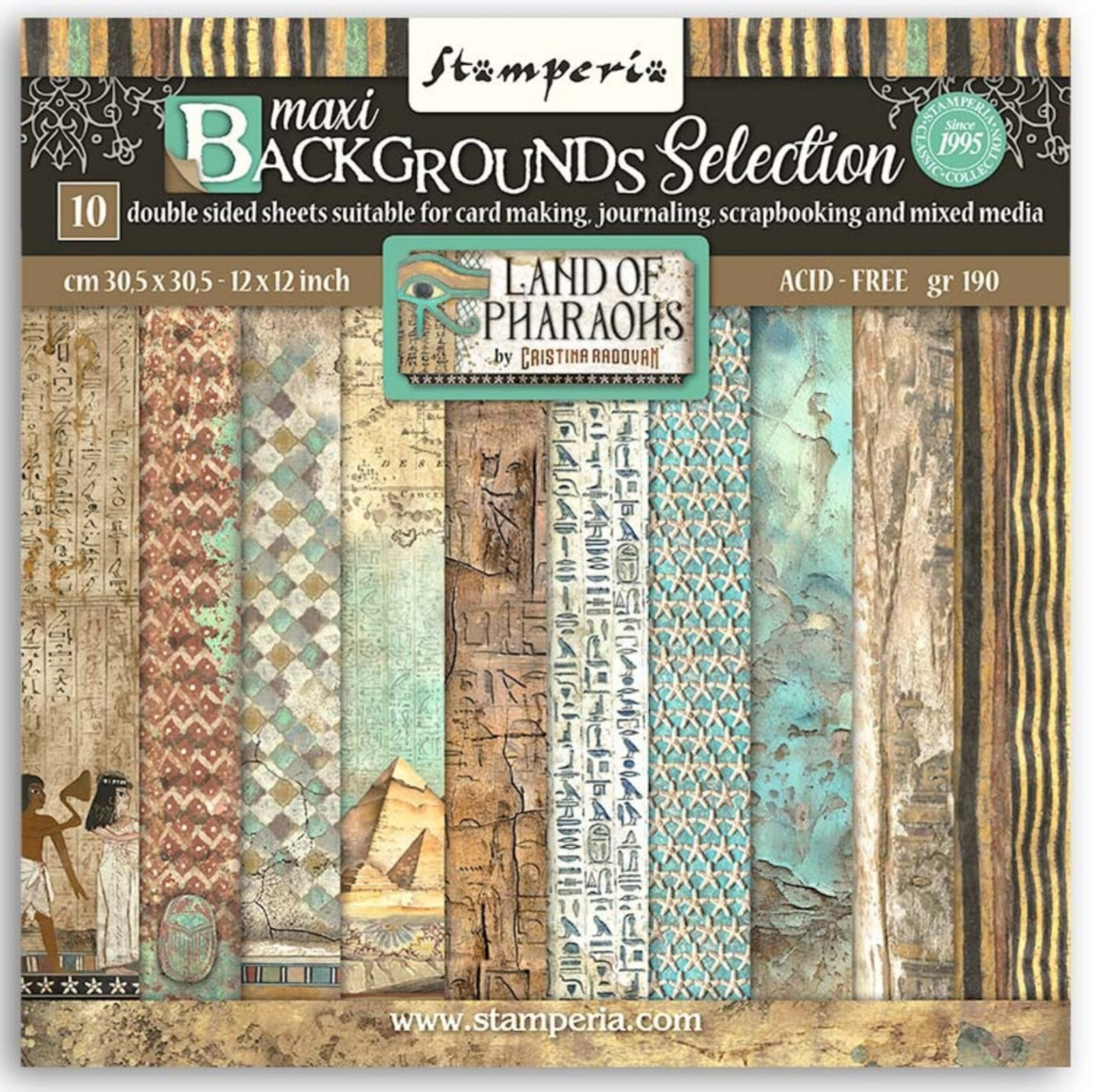 Stamperia: Land of Pharaohs Maxi Background 12x12 Inch Paper Pack