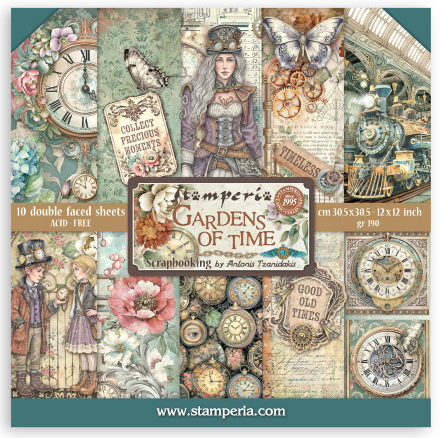 Stamperia: Gardens of Time 12x12 Inch Paper Pack