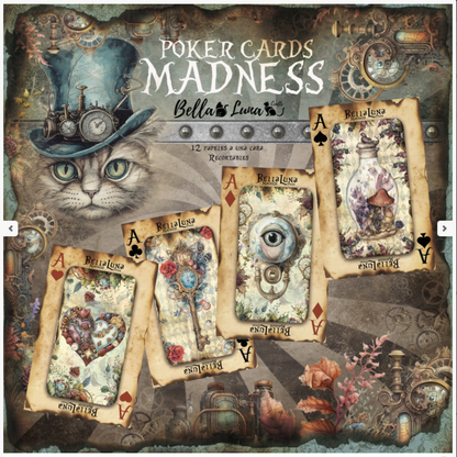 BellaLuna Crafts: Madness Poker Cards 12x12 Inch paper pack