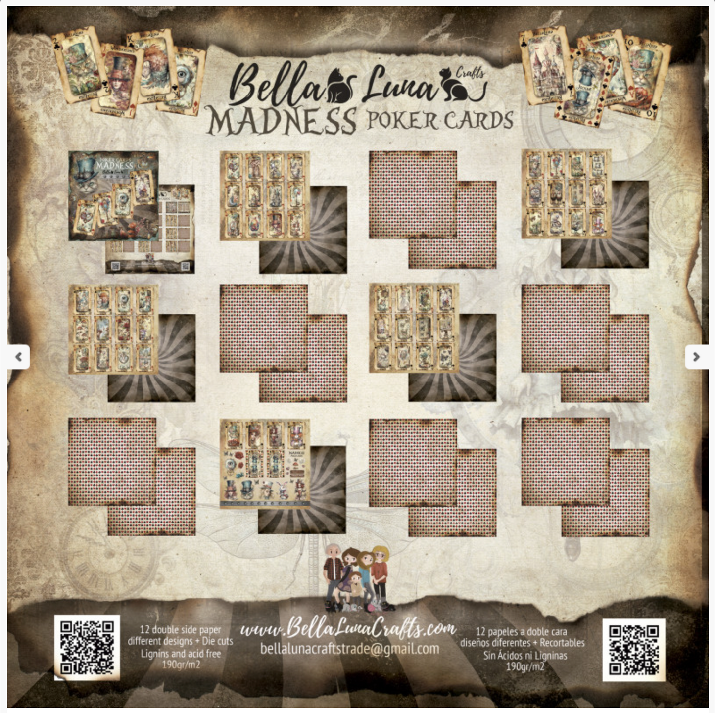 BellaLuna Crafts: Madness Poker Cards 12x12 Inch paper pack