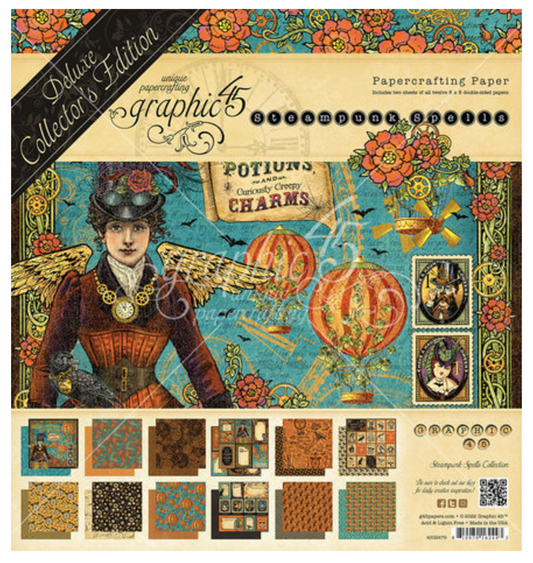 Graphic45: Steampunk Spells 8x8 Inch Deluxe Paper Pad