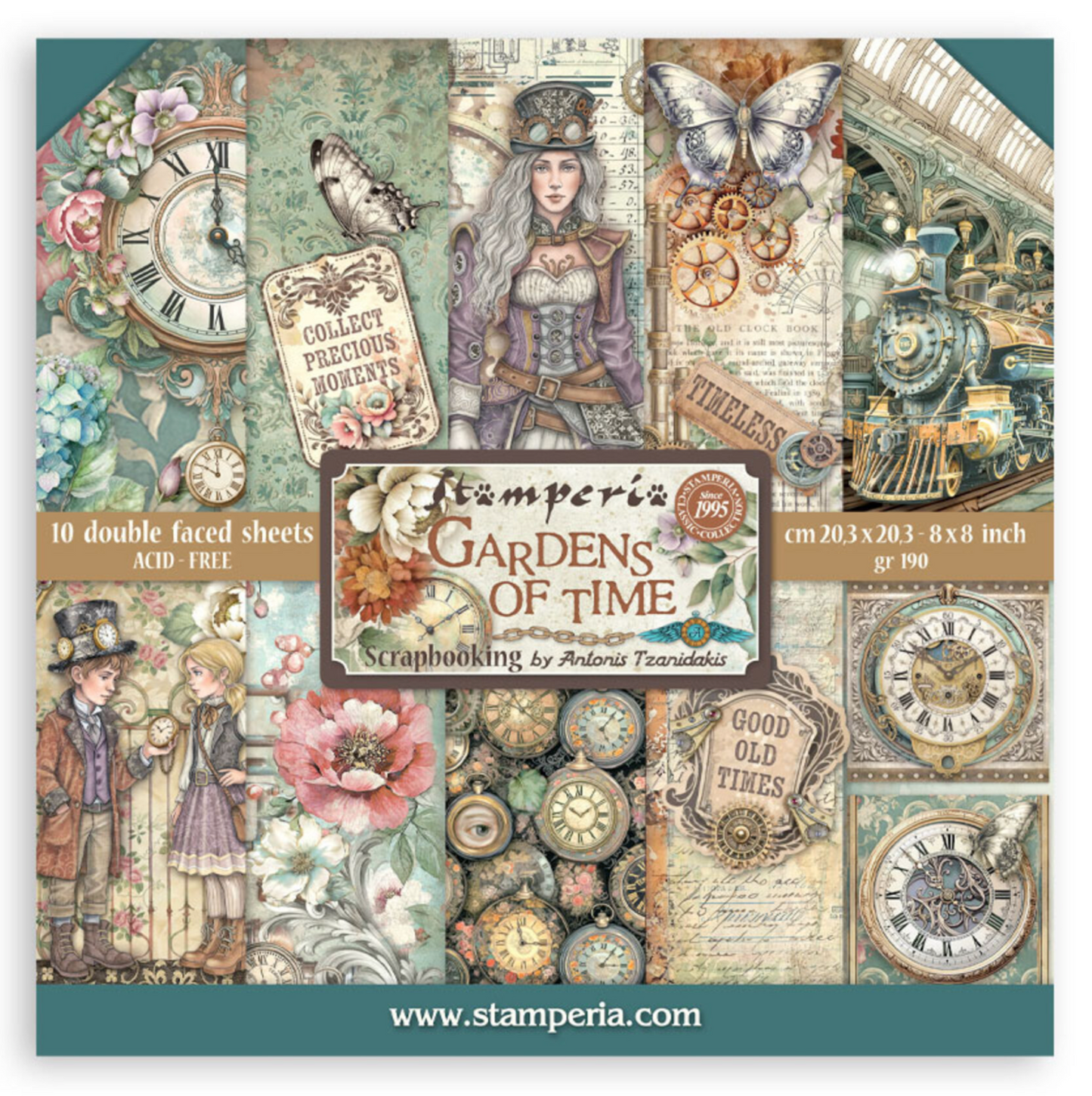 Stamperia: Gardens of Time 8x8 Inch Paper Pack