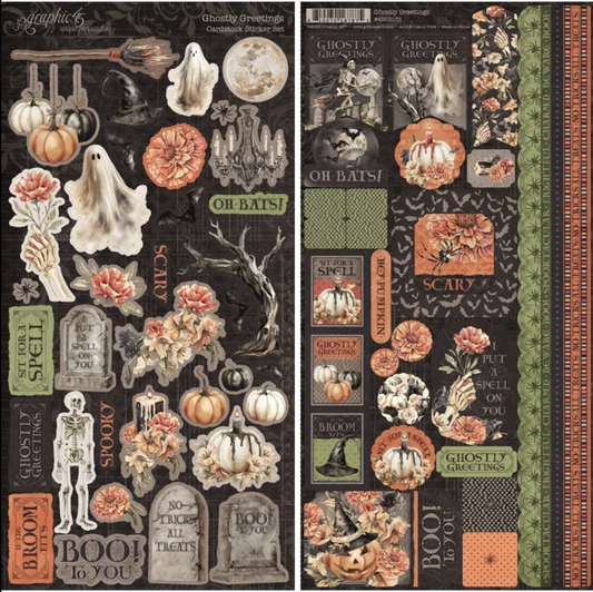 Graphic45: Ghostly Greetings Collection - Cardstock Stickers