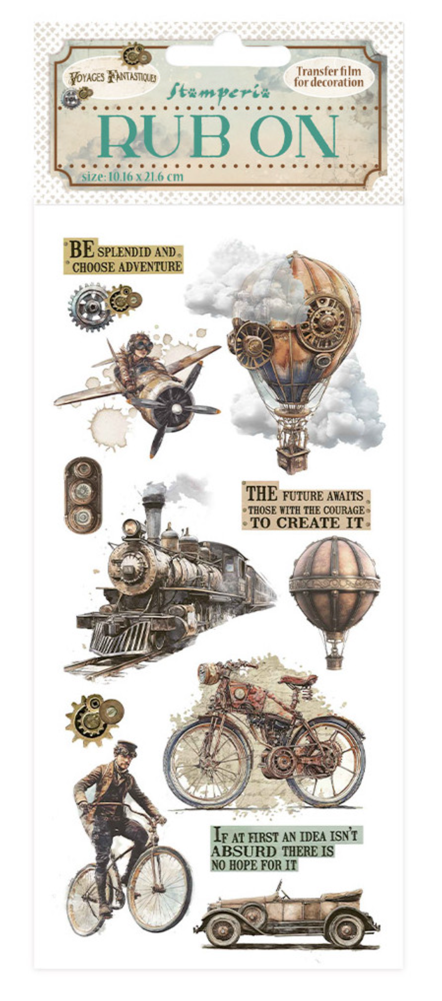 Stamperia: Voyages Fantastiques Rub-On 4x8,5 Inch The Age of Adventure