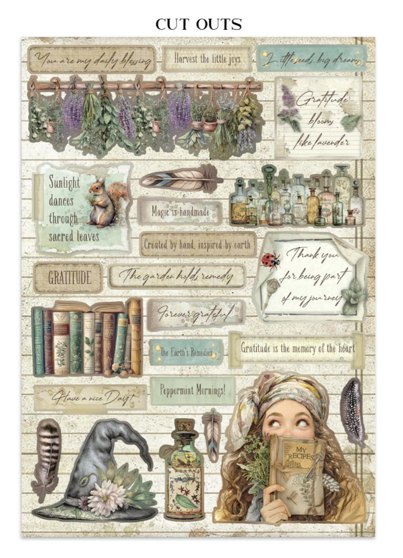 Stamperia: Herbarium Silvae Junk Journal Stickers, Backgrounds, Cut-Outs