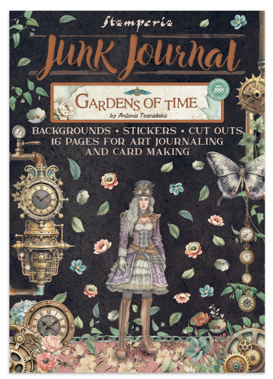 Stamperia: Gardens of Time Junk Journal Stickers, Backgrounds, Cut-Outs