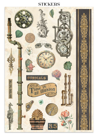 Stamperia: Gardens of Time Junk Journal Stickers, Backgrounds, Cut-Outs