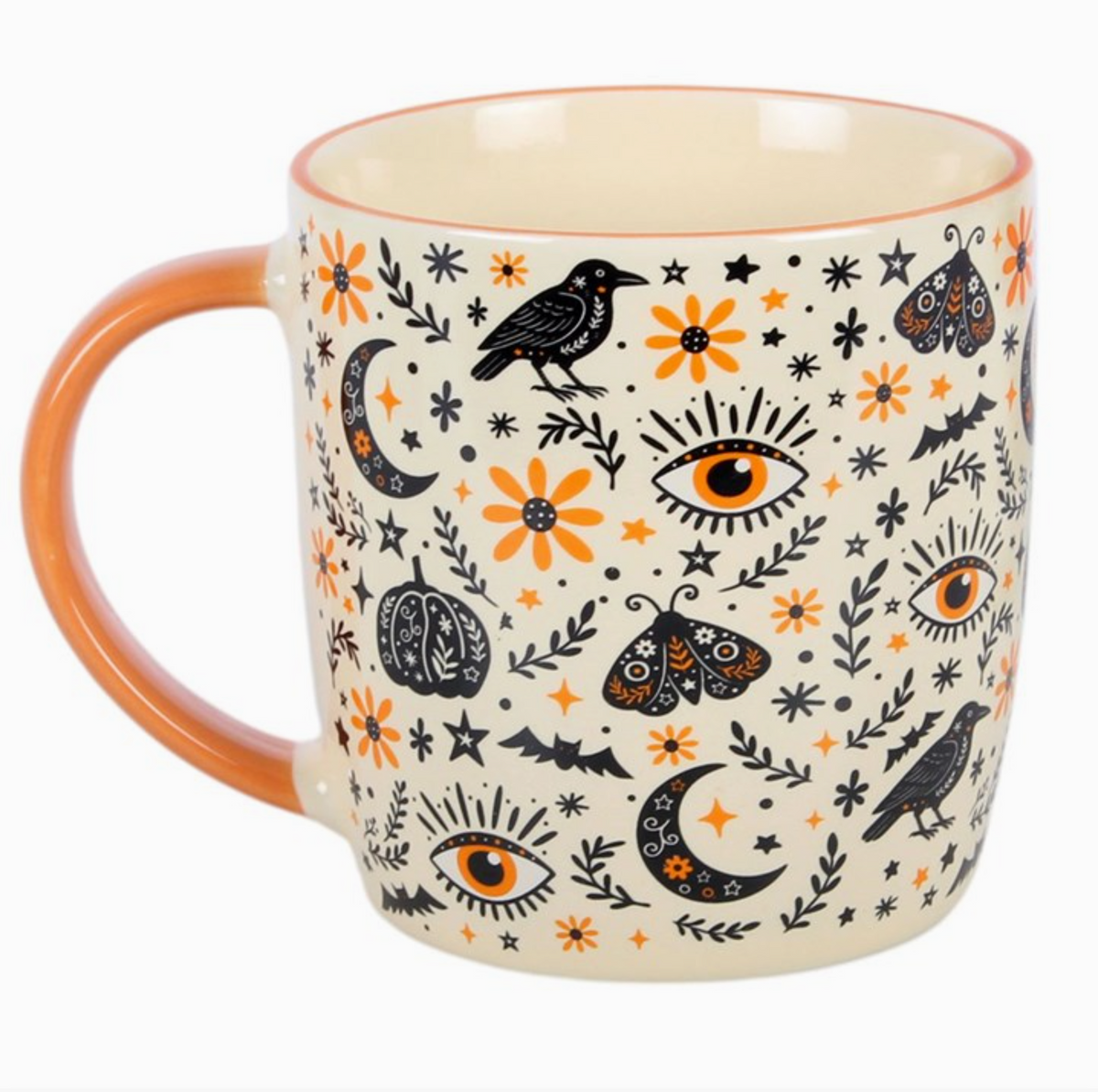 Tazza Frightful Folk - bianco e arancio