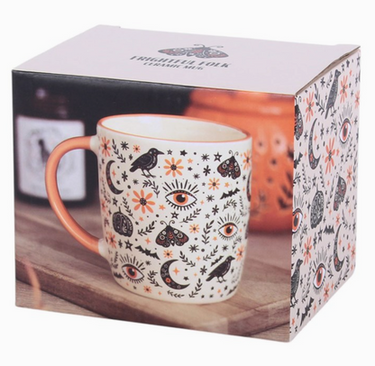 Tazza Frightful Folk - bianco e arancio