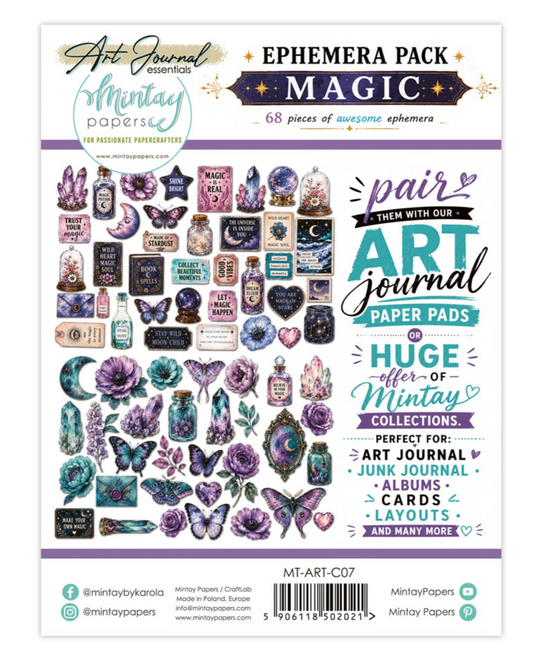 Mintay Papers: Art Journal Ephemera Pack Magic (68pcs)