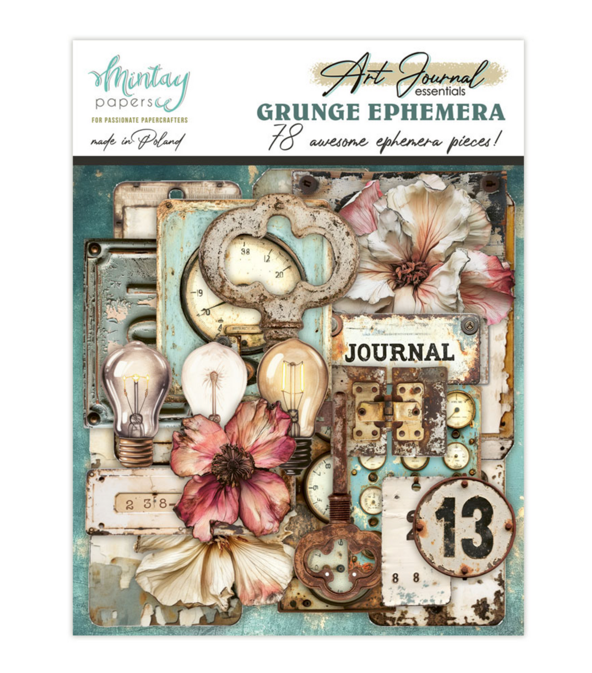 Mintay Papers: Mintay Art Journal Ephemera Pack Grunge (78pcs)