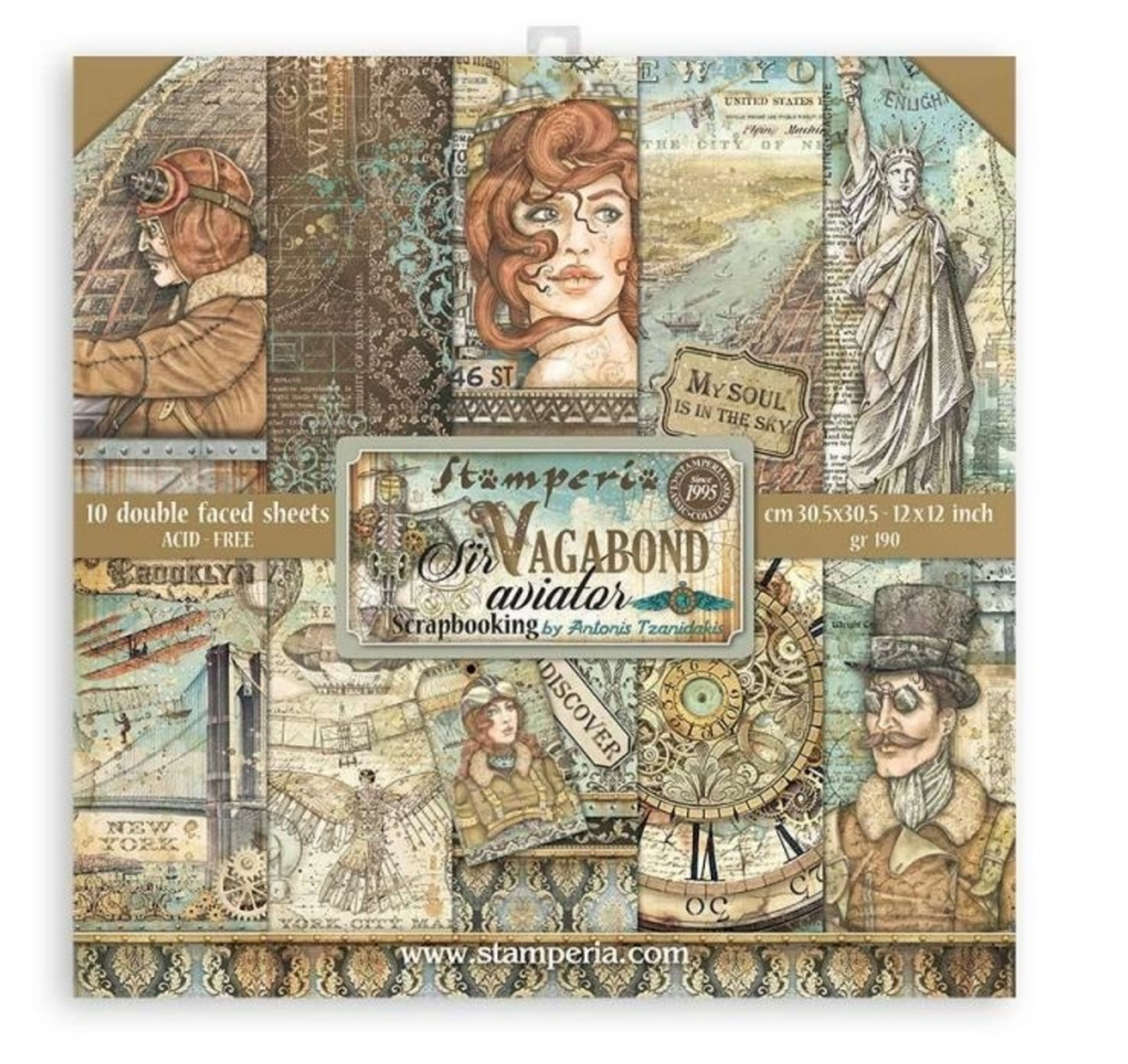 Stamperia: Sir Vagabond Aviator 12x12 Inch Paper Pack